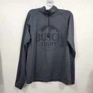 Busch Light Brew Beer Logo 1/4 Zip Long Sleeve Fleece Sweatshirt Gray Mens S